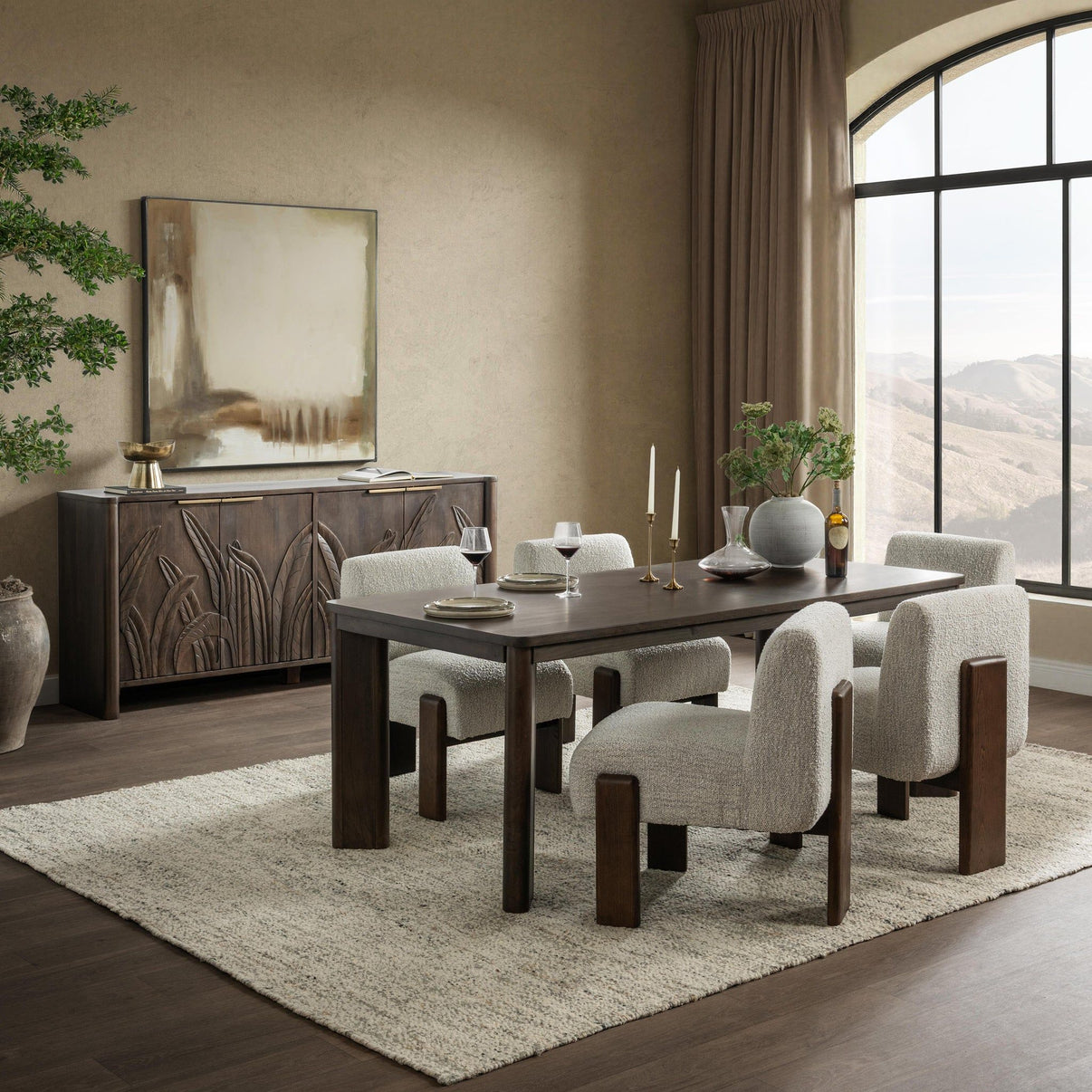 Ledro - Dining Table - Dark Brown, alternate view 3 with wood construction