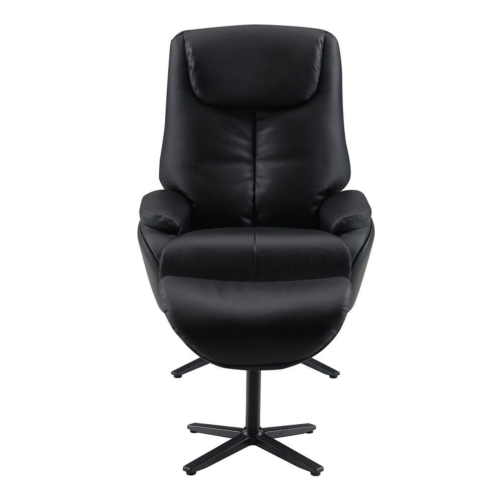 Labonita - Motion Accent Chair With Swivel & Ottoman - Black Top Grain Leather & Black, alternate view 6