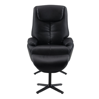 Labonita - Motion Accent Chair With Swivel & Ottoman - Black Top Grain Leather & Black, alternate view 6