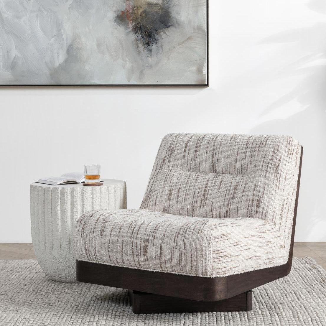 Crandall - Swivel Accent Chair - Cocoa Cream, alternate view 4 with polyester fabric