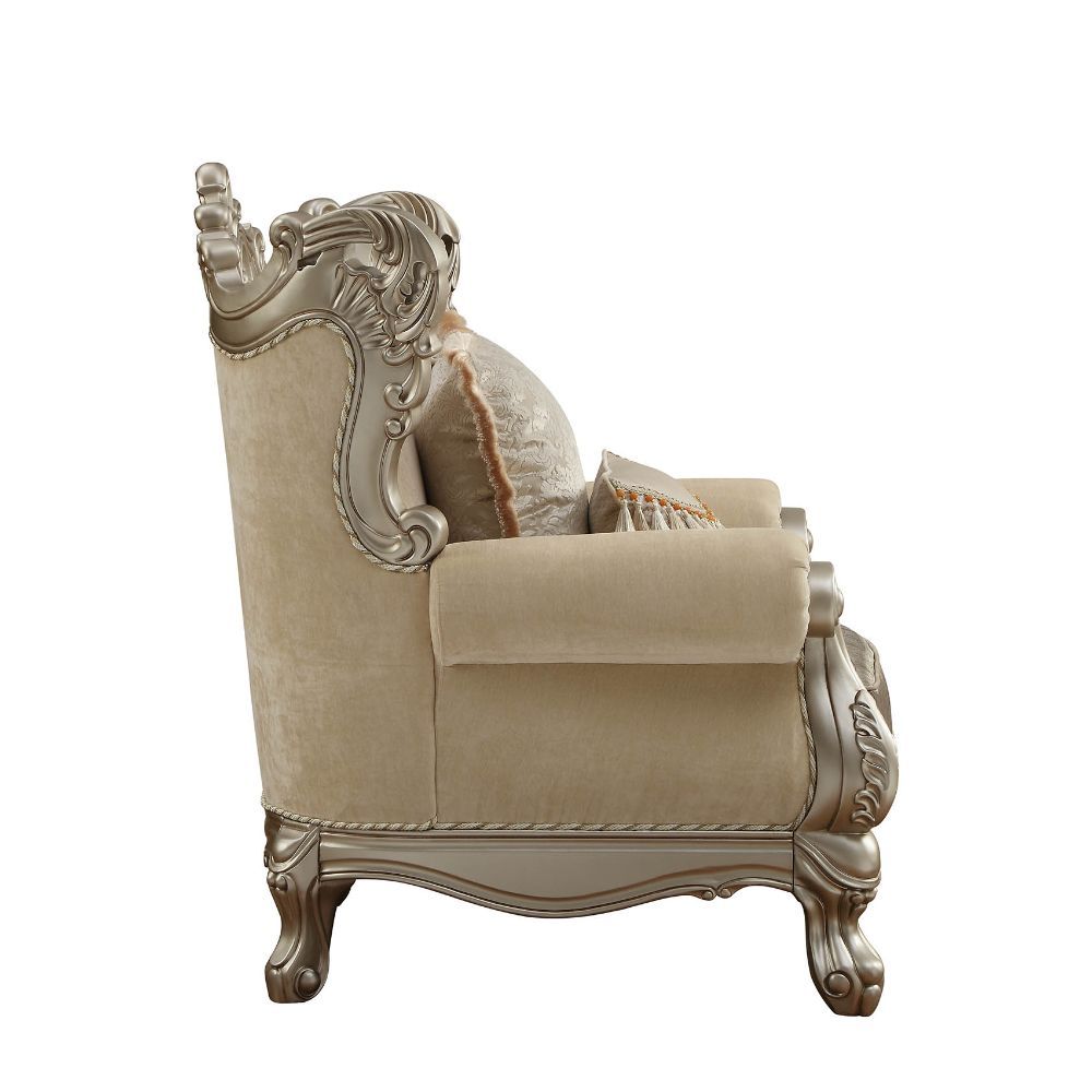 Ranita - Chair With 2 Pillows - Fabric & Champagne, alternate view 4 with wood construction