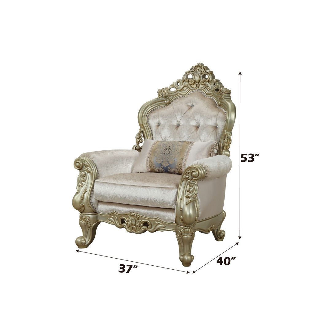 Gorsedd - Chair With Pillow - Fabric & Golden Ivory, alternate view 2 with polyester fabric