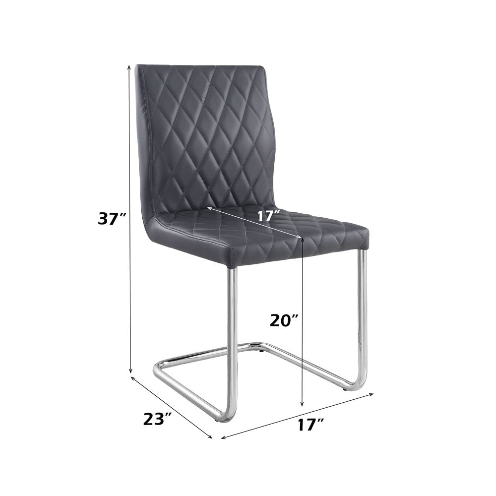 Ansonia - Side Chair (Set of 2) - Gray Synthetic Leather & Chrome, alternate view 6 with wood construction