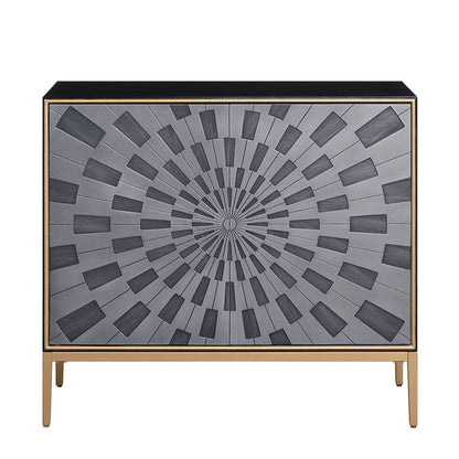Quilla - Console Cabinet - Black, Gray & Brass, alternate view 4 with wood construction