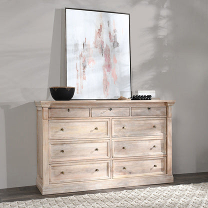 Adelaide - 9 Drawer Dresser - Natural Cream Wash, alternate view 4 with wood construction