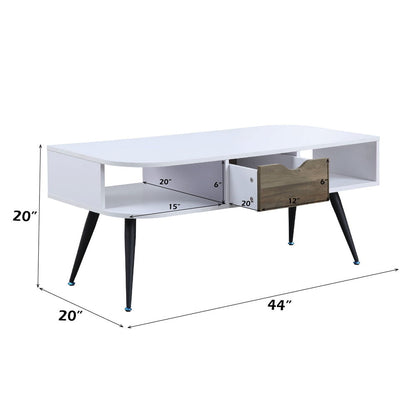 Halima - Coffee Table - White & Black, alternate view 5 with wood construction