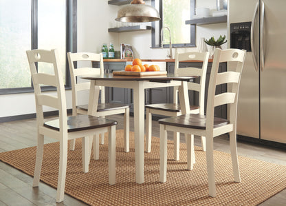 Woodanville - Round DRM Drop Leaf Table - Cream / Brown, alternate view 4 with engineered wood