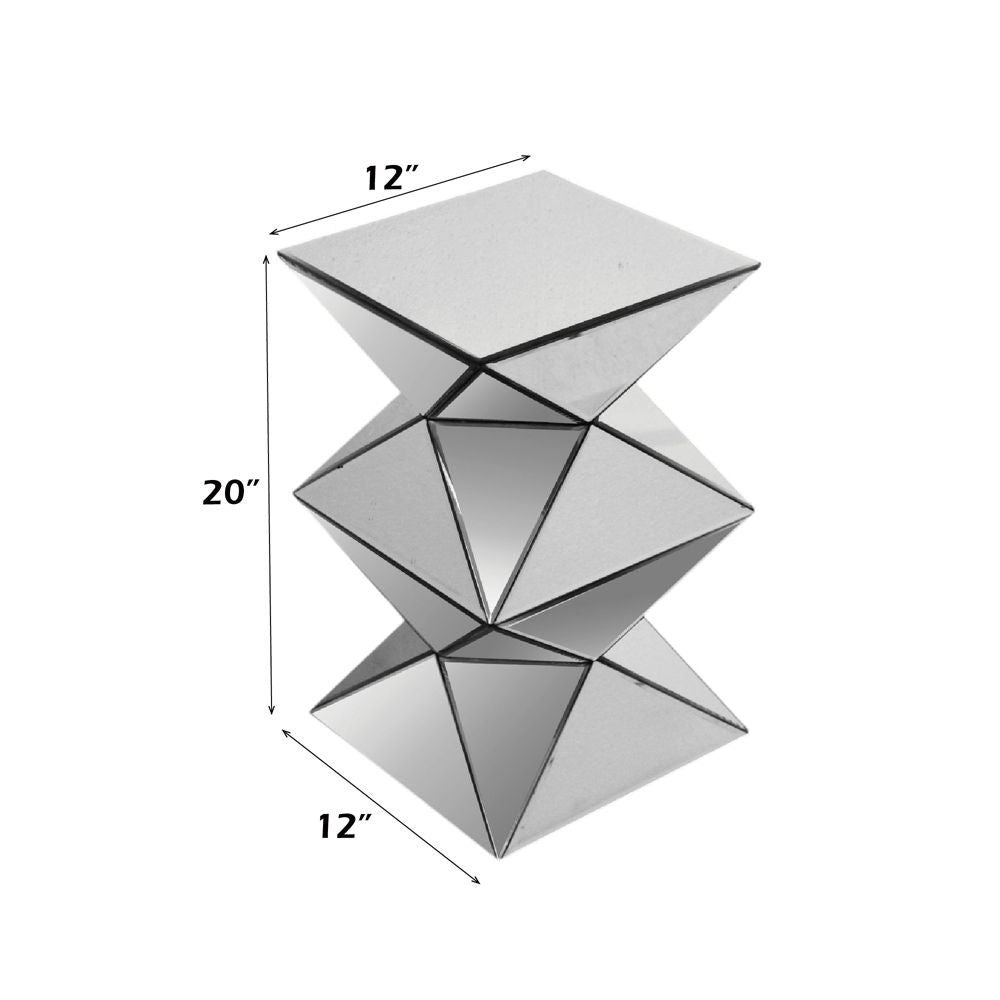 Dominic - 20"H Pedestal Stand - Mirrored, alternate view 2