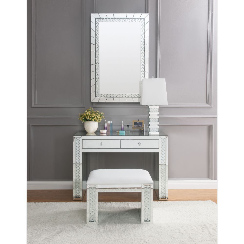 Nysa - Vanity Desk - Mirrored & Faux Crystals, alternate view 7 with wood construction