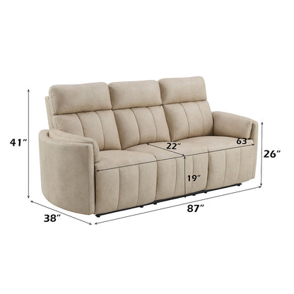 Elison - Motion Sofa - Dark Beige Polish Microfiber