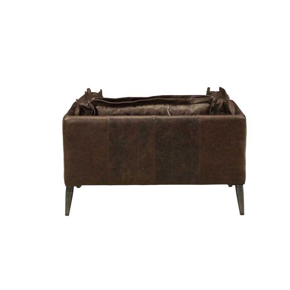 Porchester - Chair - Distress Chocolate Top Grain Leather, alternate view 2 with metal