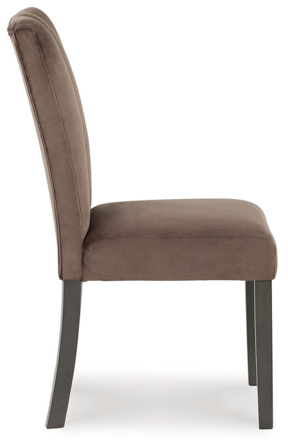 Jeshina - Dining Upholstered Side Chair (Set of 2) - Mocha, alternate view 3 with velvet upholstery
