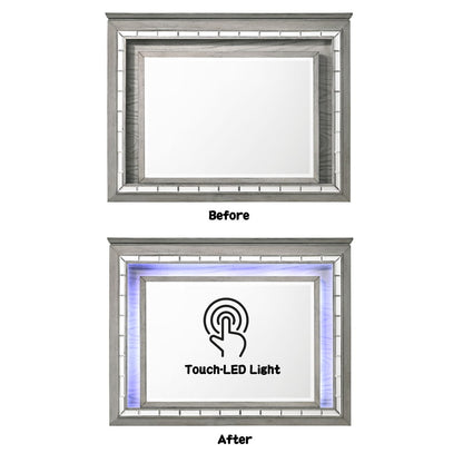 Antares - Mirror With LED - Light Gray Oak, alternate view 4 with wood construction