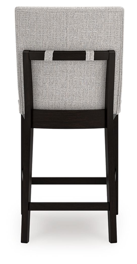 Neymorton - 5 Pc. - Rectangular Dining Room Counter Table, 4 Barstools - Dark, alternate view 4 with wood construction