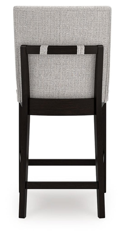 Neymorton - 5 Pc. - Rectangular Dining Room Counter Table, 4 Barstools - Dark, alternate view 4 with wood construction