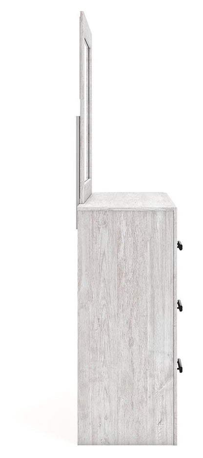 Cayboni - Dresser And Mirror - Whitewash, alternate view 6 with linen fabric