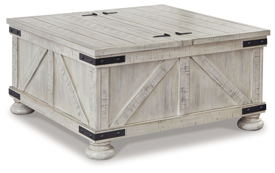 Carynhurst - Cocktail Table with Storage - Whitewash, product view with engineered wood