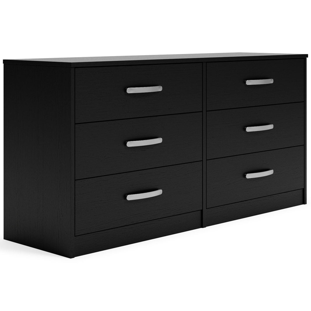 Finch - Six Drawer Dresser - Black, product view with engineered wood
