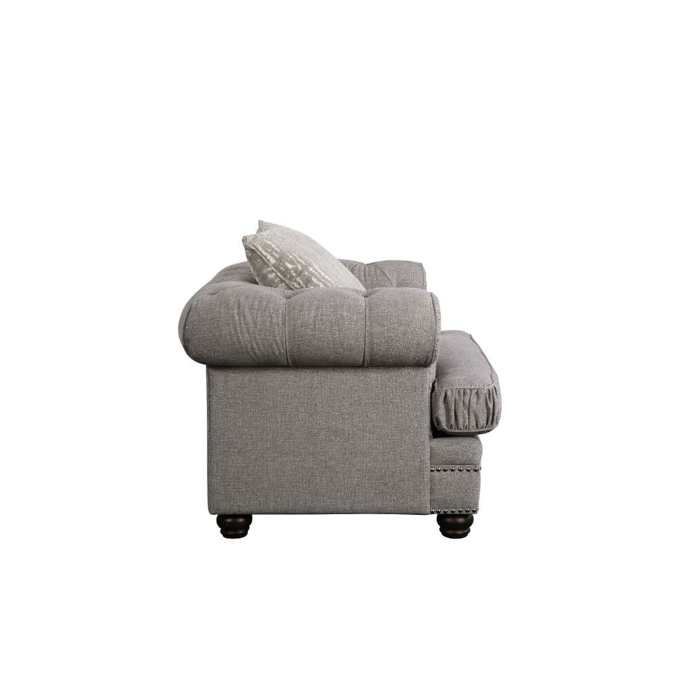 Gardenia - Chair - Gray Fabric, alternate view 4 with solid wood