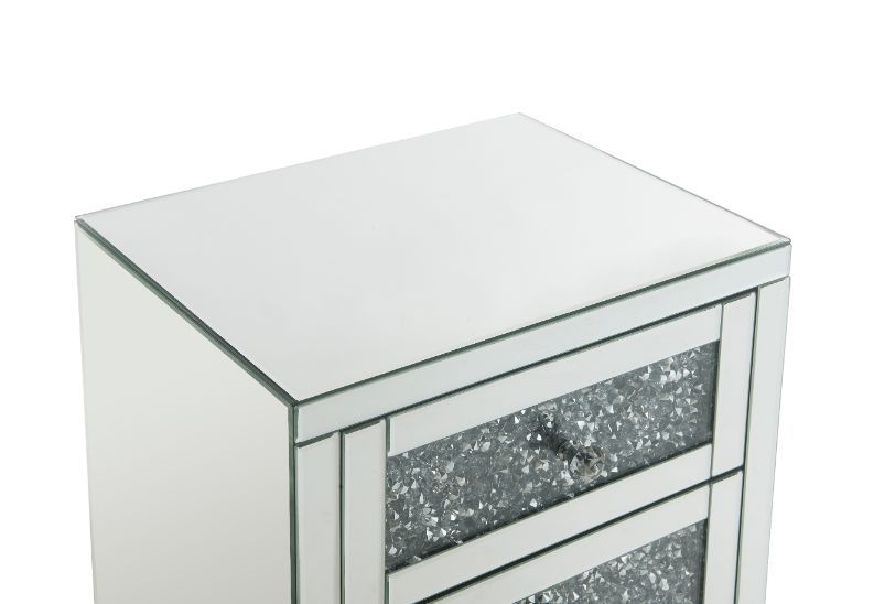 Noralie - 26" Accent Table With Faux Diamonds - Mirrored, alternate view 5 with glass