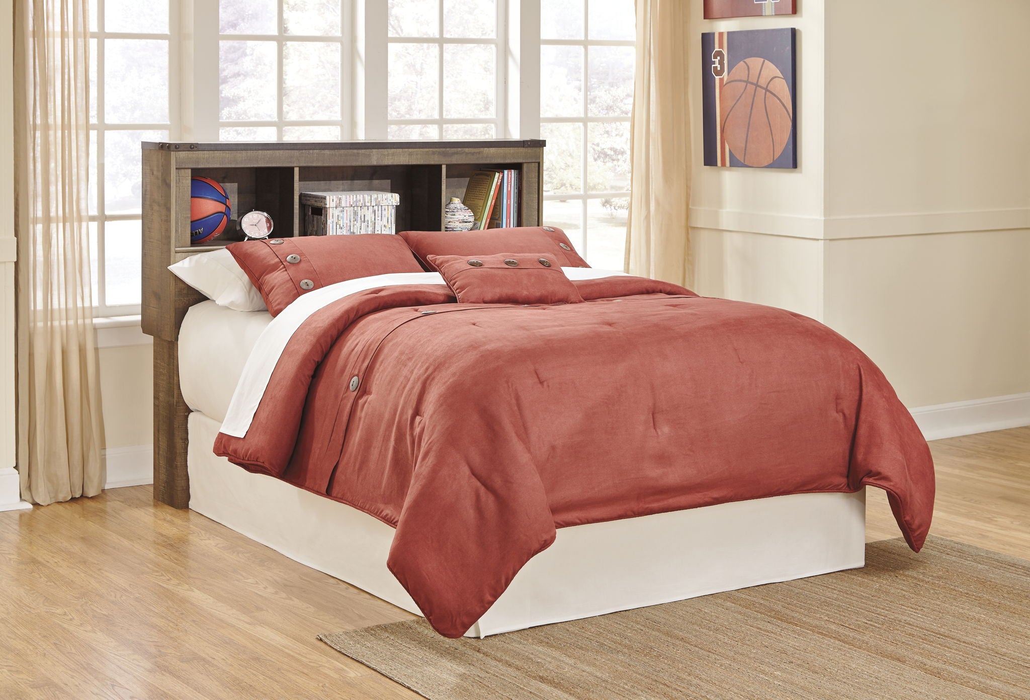 Trinell - Bookcase Storage Bed, alternate view 5 with wood construction
