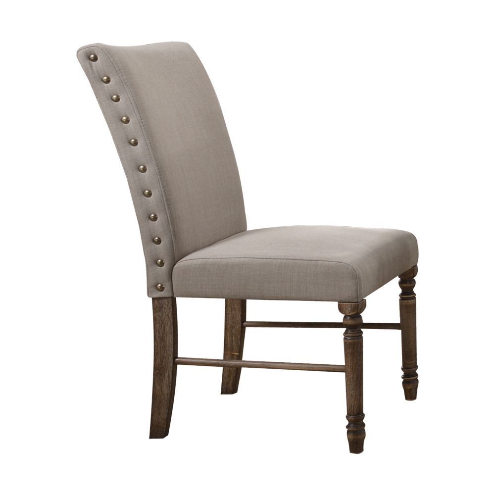 Leventis - Side Chair (Set of 2) - Cream Linen & Weathered Oak, alternate view 2 with wood construction