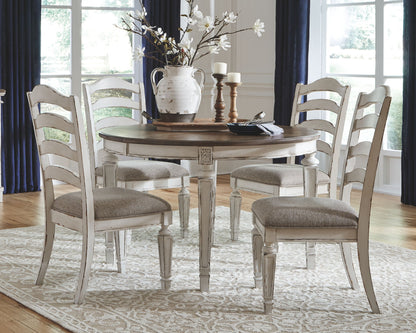 Realyn - Dining UPH Side Chair (Set of 2) - Ladderback - Chipped White, alternate view 8 with polyester fabric
