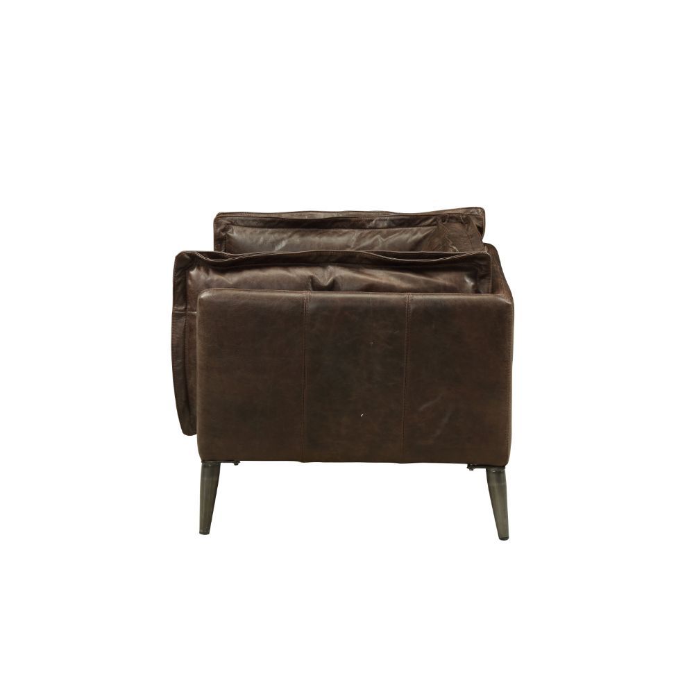 Porchester - Chair - Distress Chocolate Top Grain Leather, alternate view 3 with metal