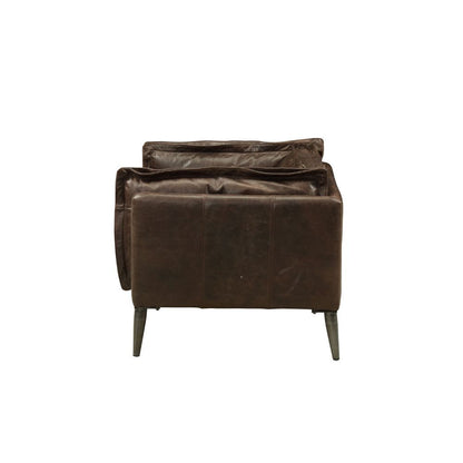 Porchester - Chair - Distress Chocolate Top Grain Leather, alternate view 3 with metal