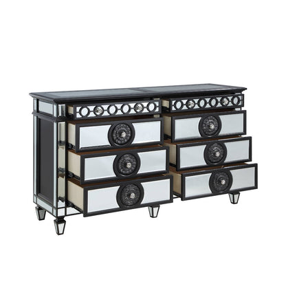 Varian II - Dresser - Mirrored, Black & Sliver, alternate view 3 with wood construction