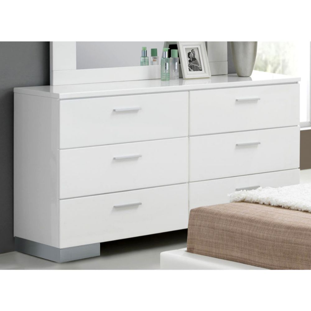 Lorimar - Dresser - White & Chrome Leg, product view with wood construction