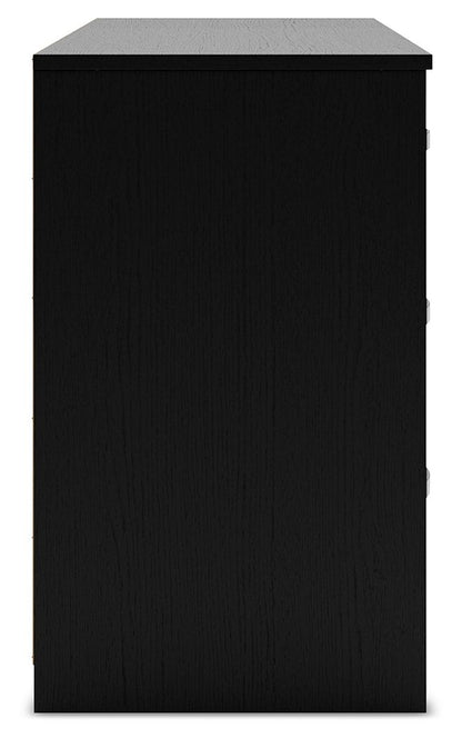 Finch - Six Drawer Dresser - Black, alternate view 8 with engineered wood