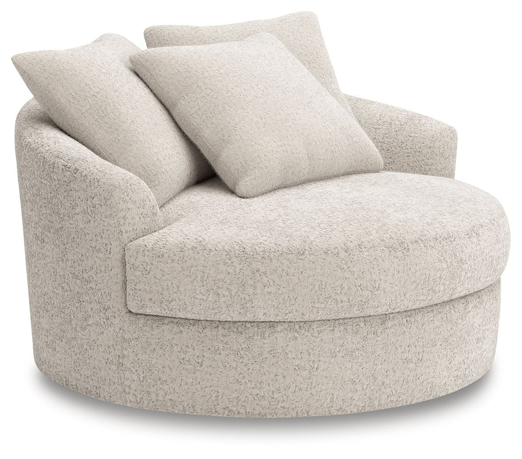 Cuddle Plush - Oversized Swivel Accent Chair - Arctic, product view with polyester fabric