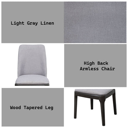 Madan - Side Chair (Set of 2) - Light Gray Linen & Gray Oak, alternate view 7 with wood construction