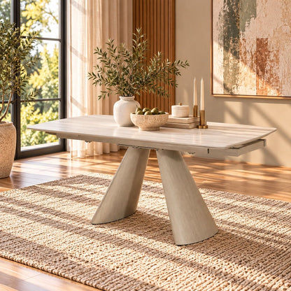 Cassian - Dining Table With Ceramic Top - Cream