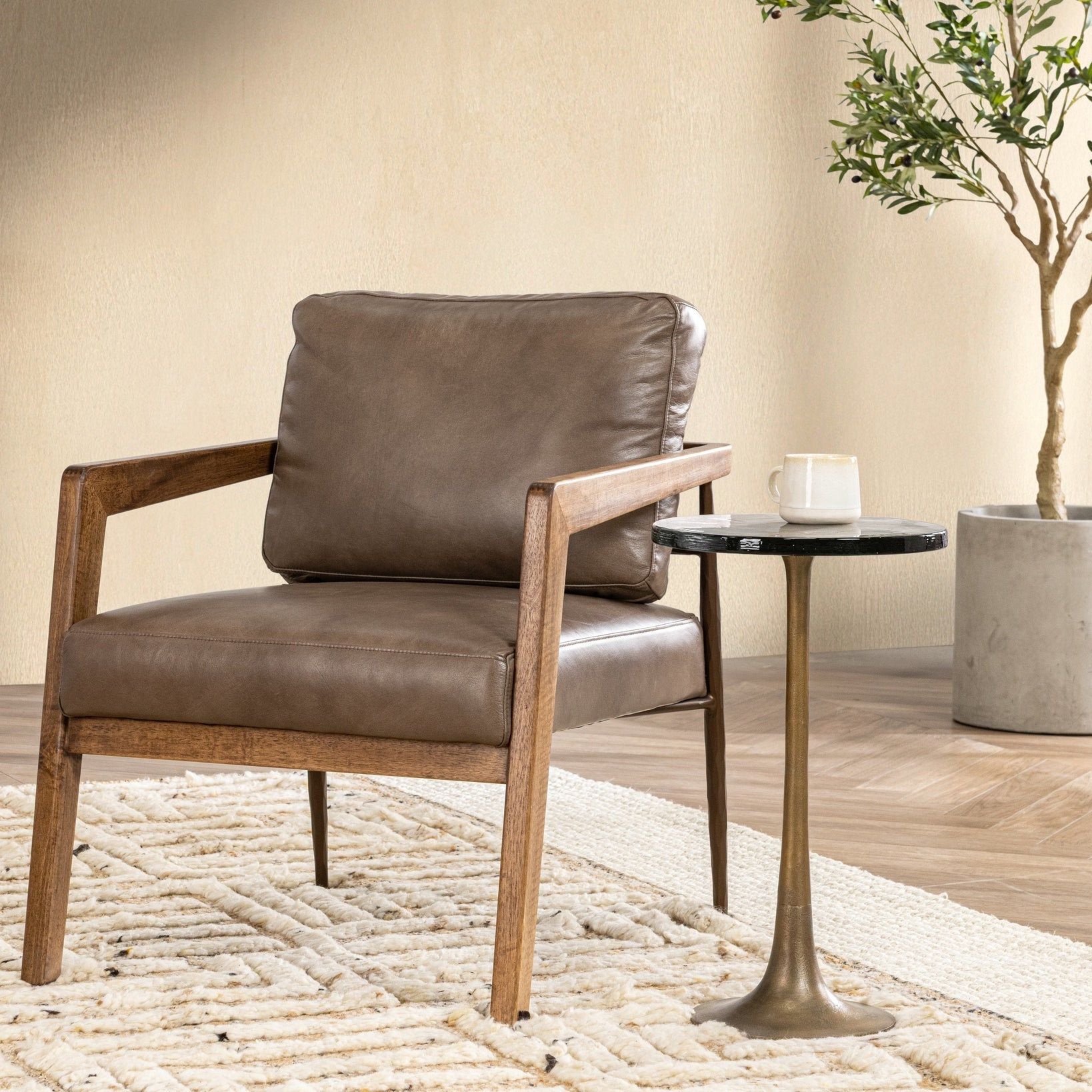 Julia - Accent Chair - Truffle Brown, alternate view 4 with top-grain leather