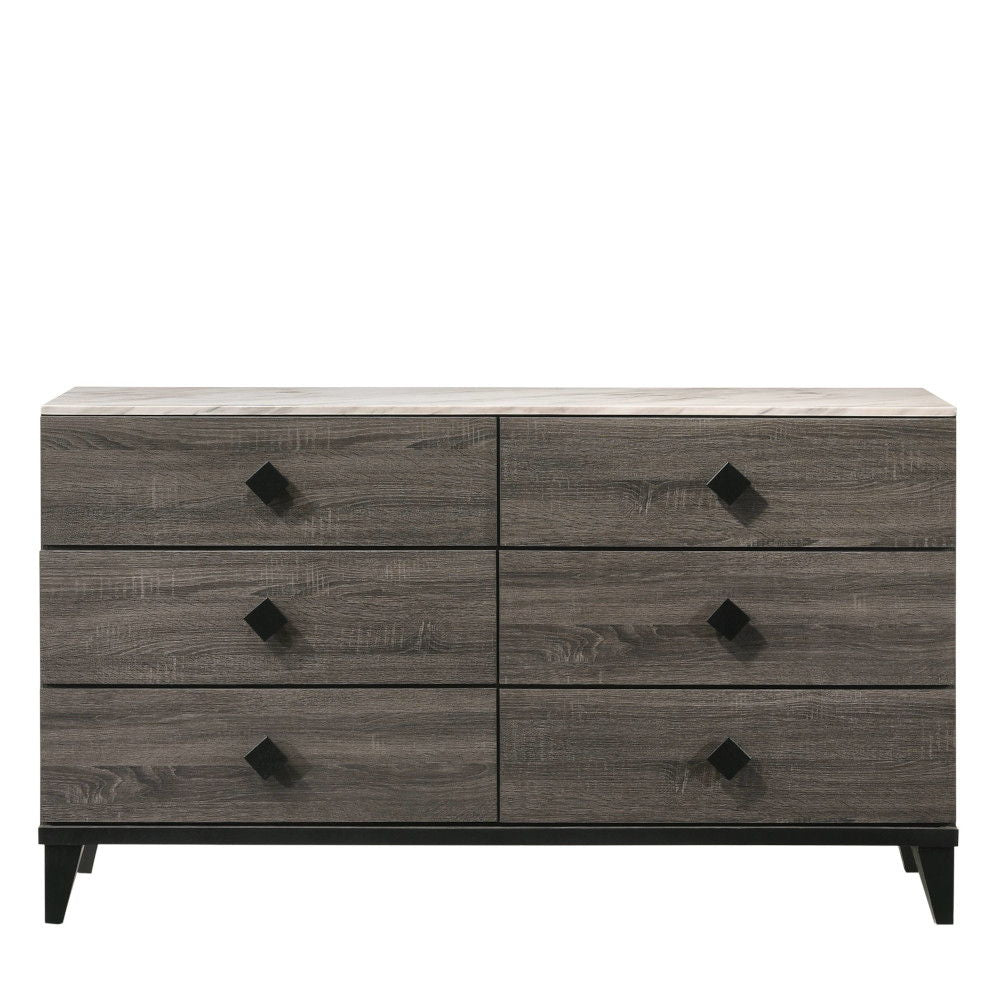 Avantika - Dresser - Faux Marble Top & Rustic Gray Oak, alternate view 4 with wood construction