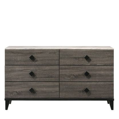 Avantika - Dresser - Faux Marble Top & Rustic Gray Oak, alternate view 4 with wood construction