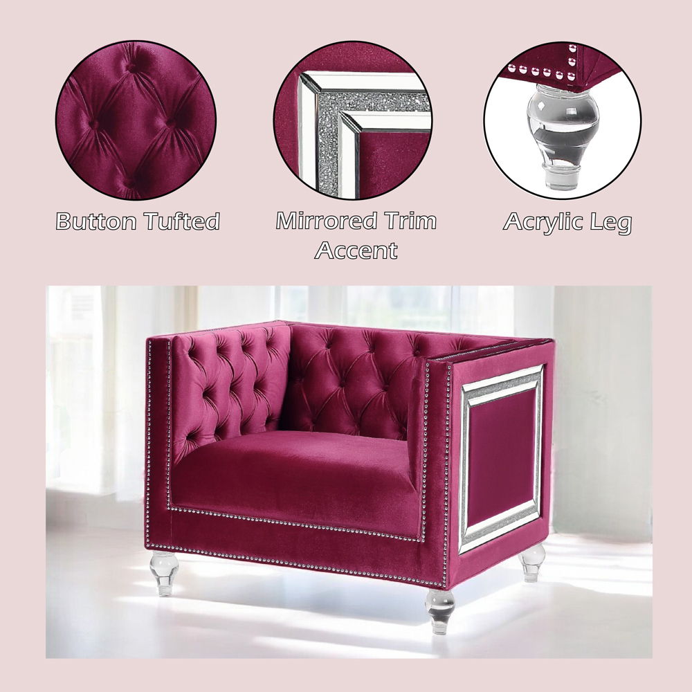 Heibero - Chair - 31", alternate view 4 with velvet upholstery