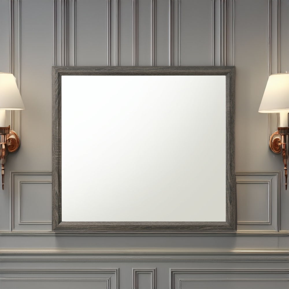 Valdemar - Mirror - Weathered Gray, alternate view 6 with wood construction