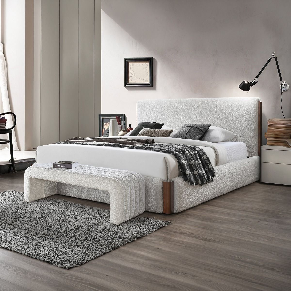 Sandro - Bench - Beige Boucle, alternate view 7 with linen fabric