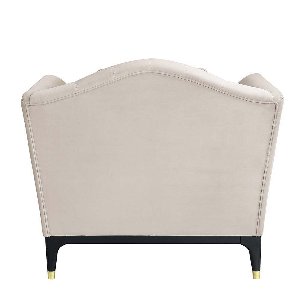 Tayden - Chair With 2 Pillows - Beige Velvet, alternate view 5 with wood construction