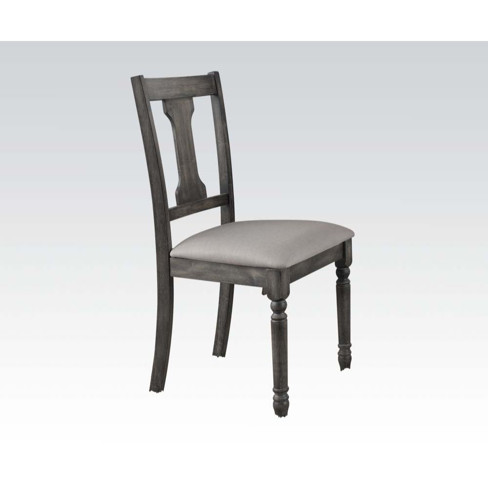 Wallace - Side Chair (Set of 2) - Tan Linen & Weathered Gray, product view with solid wood