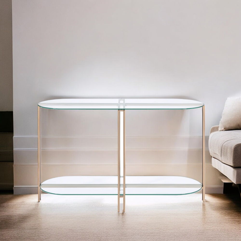 Veises - Sofa Table - Champagne, alternate view 5 with glass