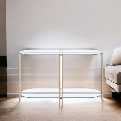 Veises - Sofa Table - Champagne, alternate view 5 with glass