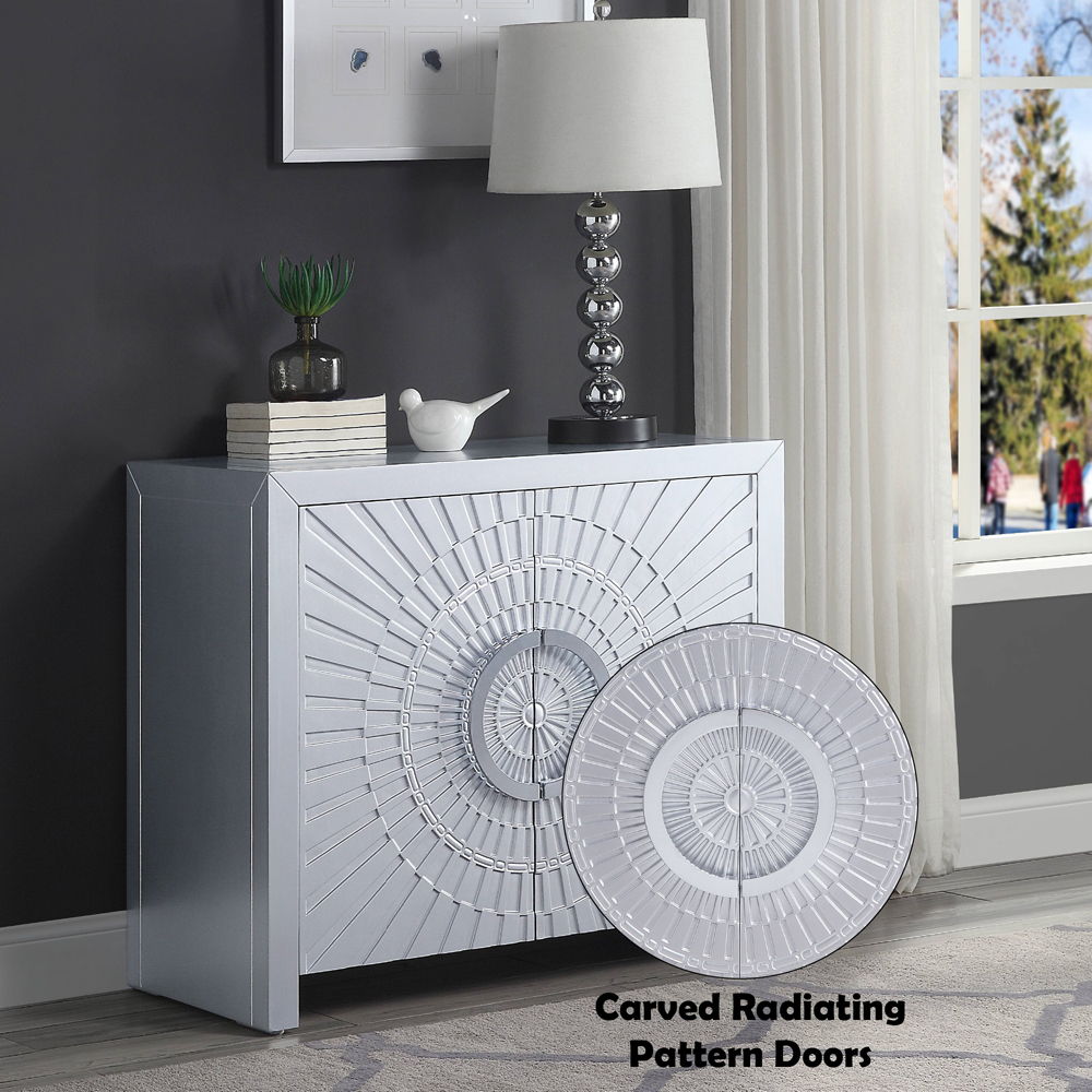 Cicero - Console Cabinet - Platinum, alternate view 4 with wood construction