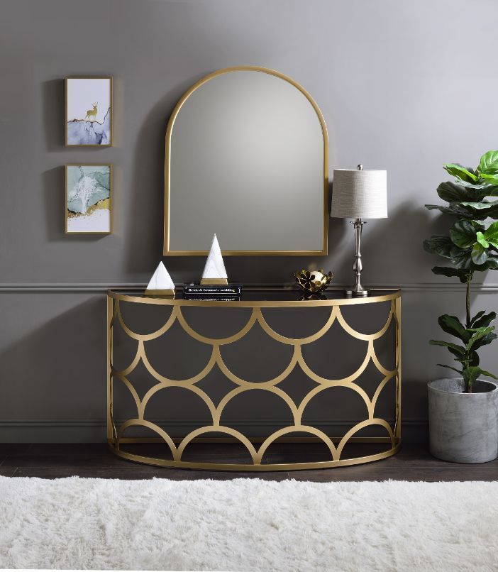 Altus - Console Table - Gold, alternate view 2 with glass