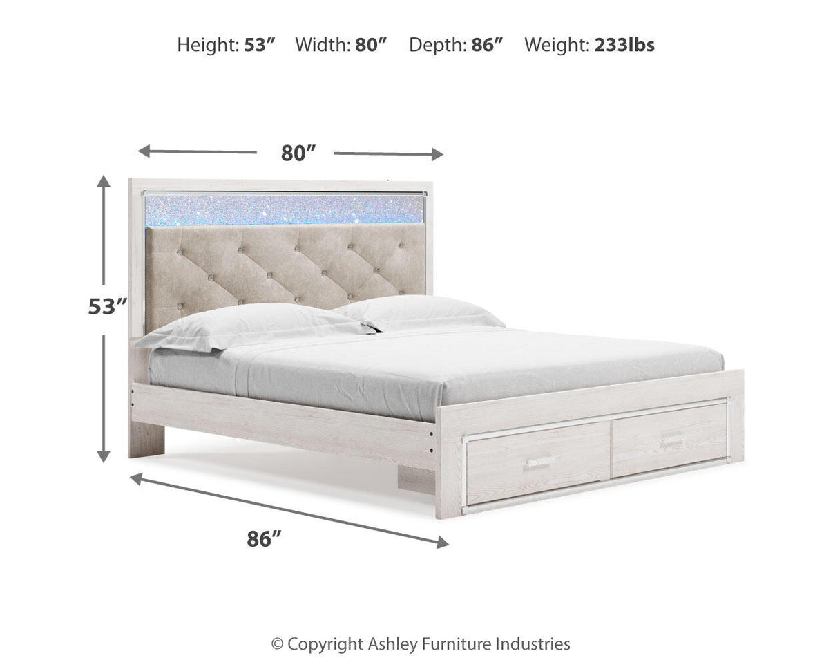 Altyra - King Upholstered Storage Bed - White, alternate view 6 with polyester fabric