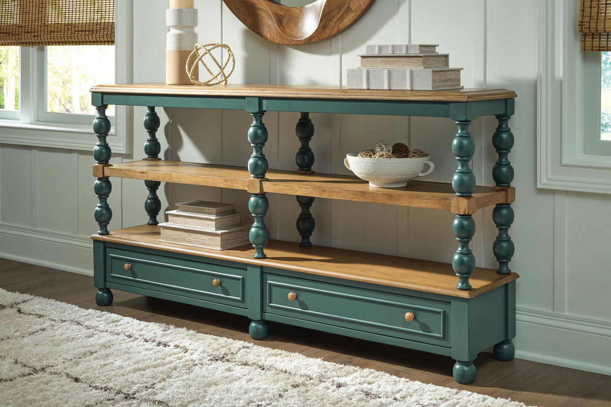 Finnworth Console Sofa Table Blue / Brown, gallery image 6