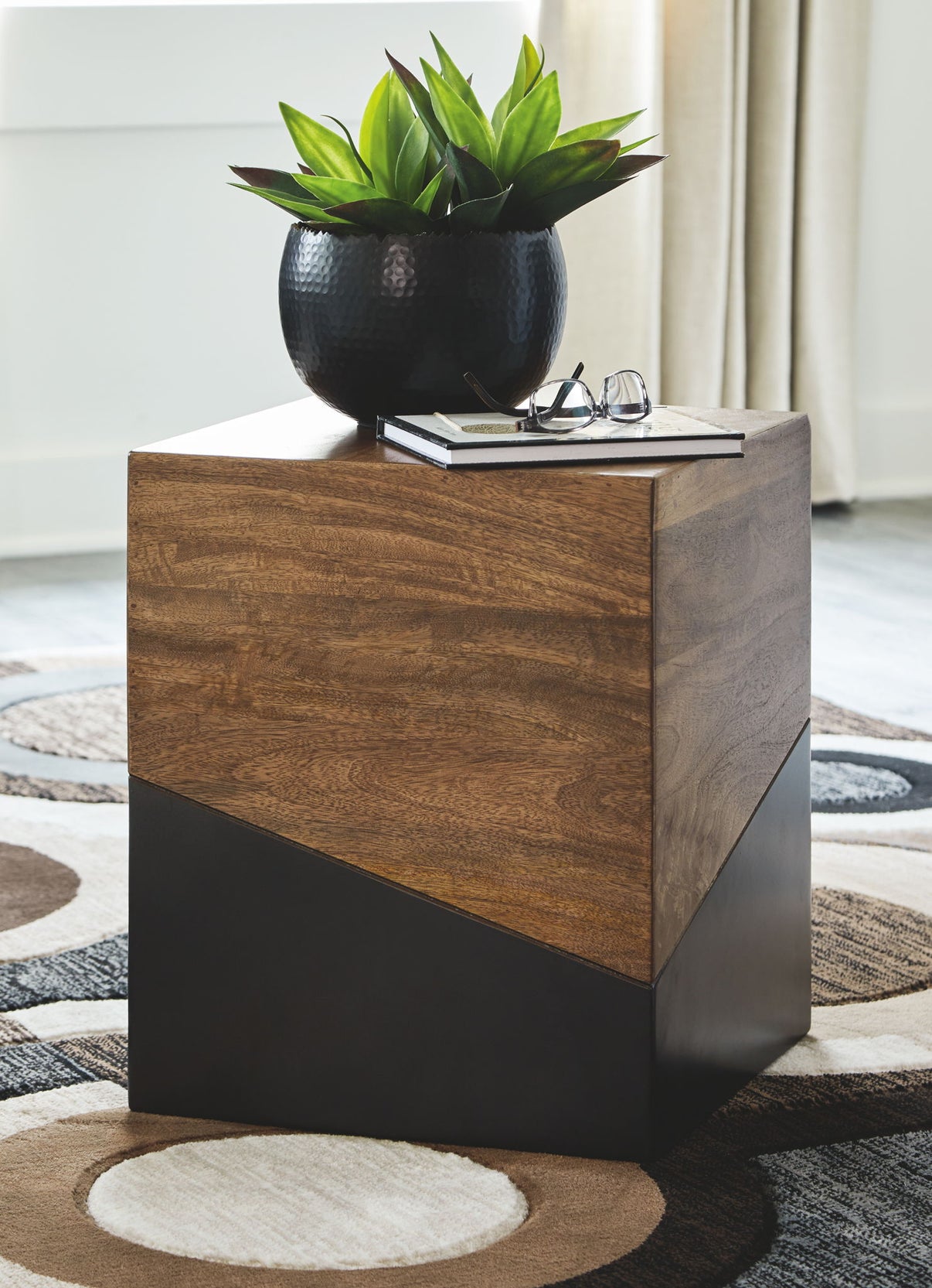 Trailbend - Accent Table - Brown / Gunmetal, alternate view 6 with solid wood